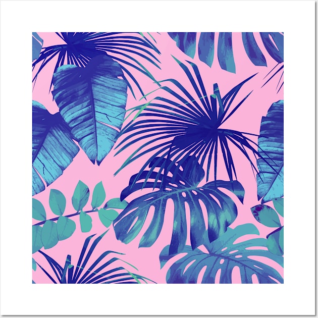 Pink Tropical Palm Leaf Print Wall Art by NewburyBoutique